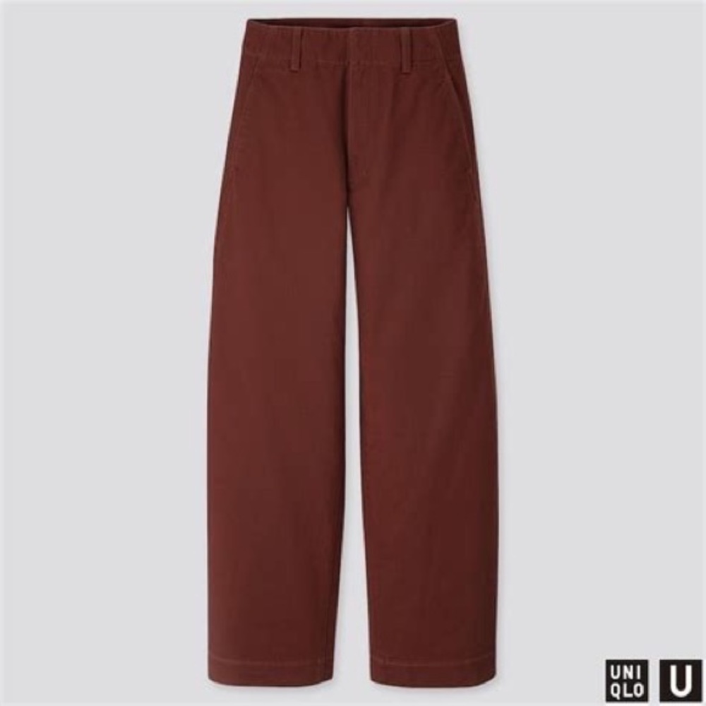 lemaire x Uniqlo U Wide Fit Curved Pants in burgundy